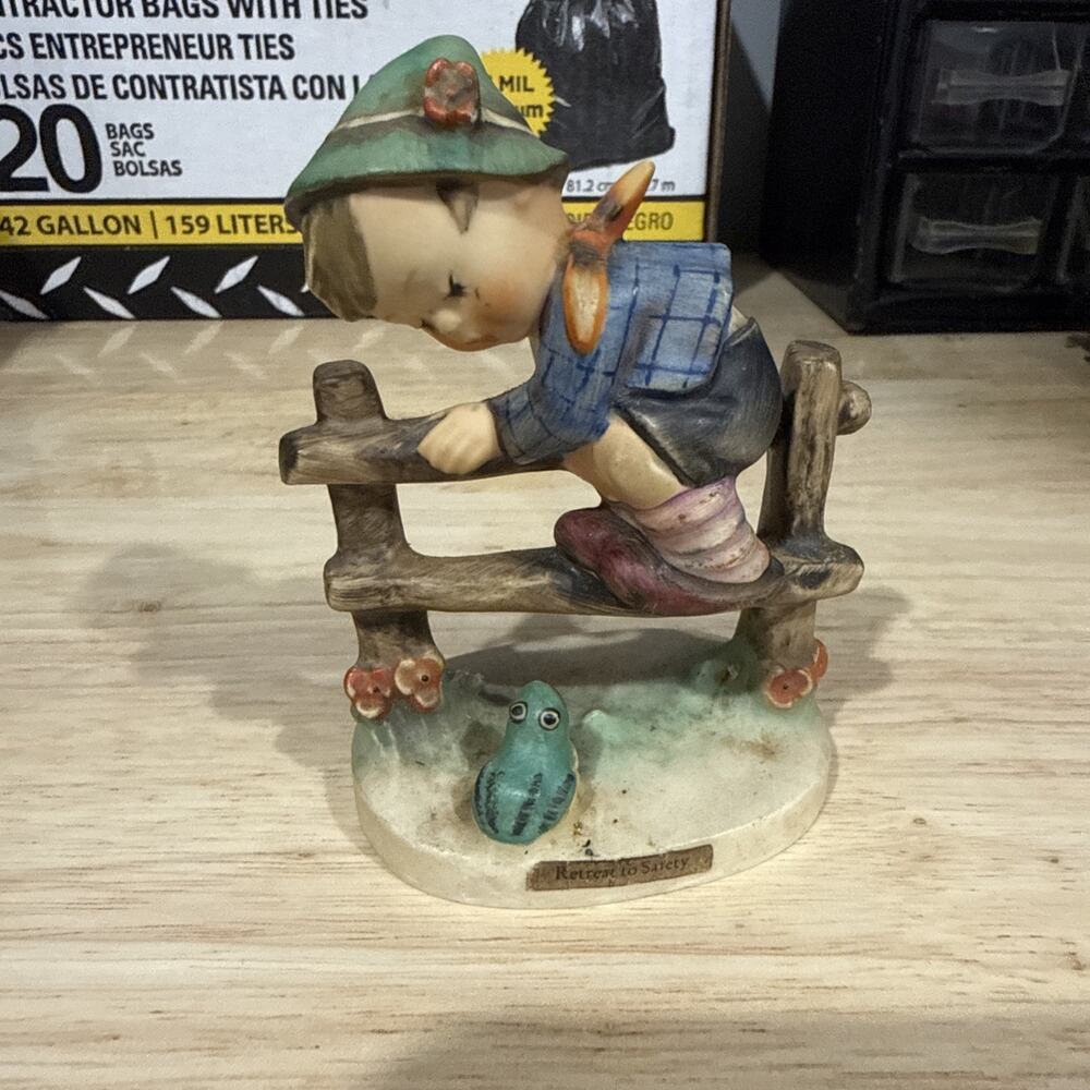 Goebel Hummel Retreat to Safety Boy Over Fence Frog Figurine 201/I #1948 TMK 5